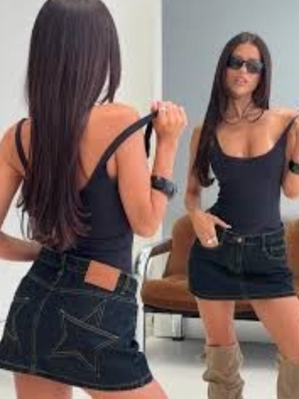 Princess Polly Indigo Denim Mini Skirt with Contrast Stitching
